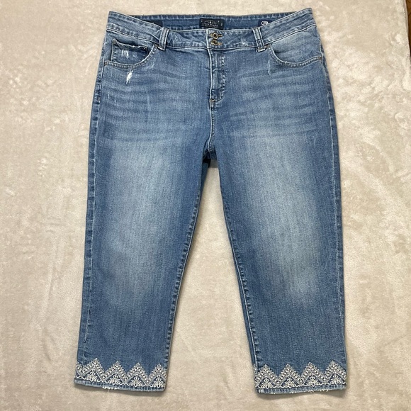 Lucky Brand Emma Crop High Rise Embroidered Denim Jeans Womens Sz 18 - Picture 4 of 12